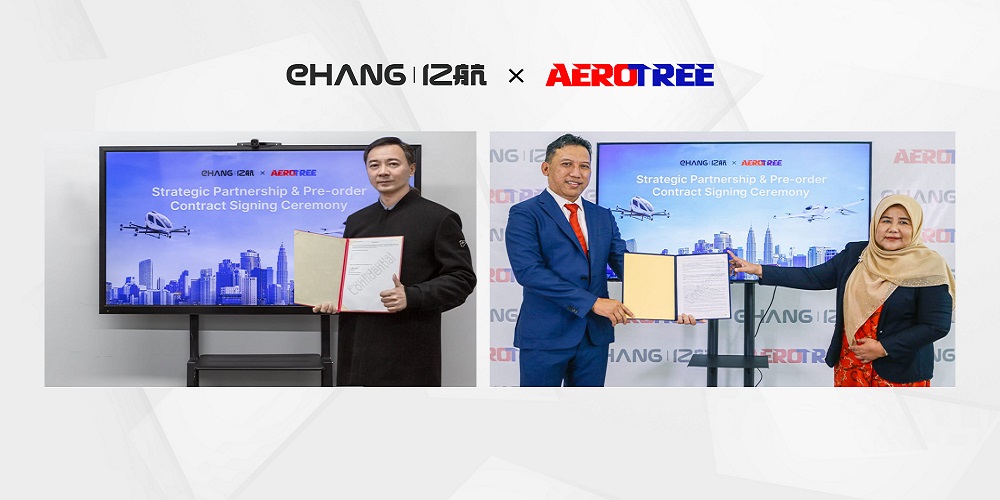 (Picture: EHang and AEROTREE strategic partnership & pre-order contract online signing ceremony)
